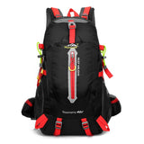 Sac à dos noir de randonnée 40 L, avec poches multiples et fermeture éclair rouge