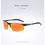 Lunettes de soleil polarisées pour hommes, monture noire et lentille orange, style sportif