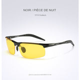 Lunettes de soleil polarisées pour hommes, monture noire et lentille jaune, idéales pour la vision nocturne