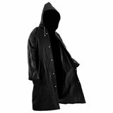 Manteau de pluie long noir avec capuche pour homme, vue de face