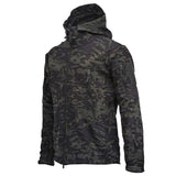 Veste SoftShell camouflage noir pour hommes, idéale pour les activités tactiques et la chasse ​