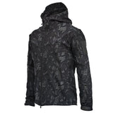 Veste SoftShell noire à motifs, imperméable et coupe-vent pour hommes