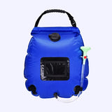 Sac de douche solaire 20L bleu avec tuyau et pommeau de douche