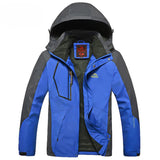 Veste légère étanche de randonnée bleue pour homme, capuche et zip frontal