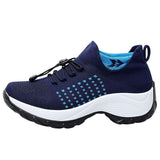 Chaussure de marche bleue pour femmes, respirante et légère, idéale pour la randonnée et le sport