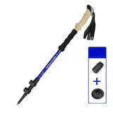 Bâton de randonnée pliable bleu avec embout antidérapant et rondelle