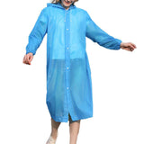 Manteau de pluie long bleu avec capuche pour femme, en extérieur