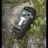 Bracelet de survie noir en paracorde multifonction pour l'extérieur