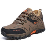 Chaussures de randonnée marron pour homme, cuir imperméable, semelle résistante, confort hiver