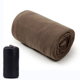 Sac de couchage polaire marron enroulé, ultraléger et portable pour camping