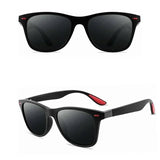 Lunettes de soleil polarisées noires avec embouts rouges