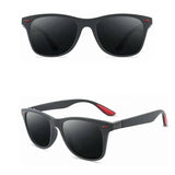 Lunettes de soleil polarisées noires grises avec embouts rouges