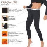 Caleçon long noir pour hommes, résilient avec ceinture et trou pipi pratique 