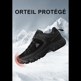 Chaussures de randonnée noires pour homme, protection renforcée de l'orteil sur terrain enneigé