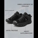 Chaussures de randonnée noires pour homme, protection de l'orteil et amorti supplémentaire