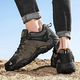Chaussures de randonnée en cuir suédé pour homme, vue arrière, baskets d'extérieur résistantes à l'usure