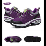 Chaussures de randonnée pour femmes en violet, avec semelles épaisses et lacets pour un soutien optimal