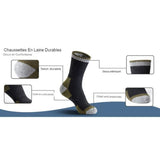 Chaussettes en laine durable avec détails des zones renforcées et antidérapantes