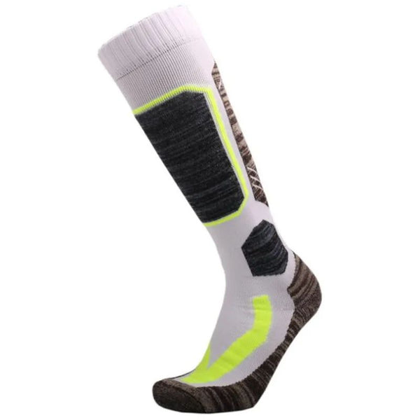 Chaussettes thermiques blanches avec accents fluo, design moderne