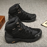 Chaussures de randonnée noires pour hommes, avec semelle antidérapante et design robuste