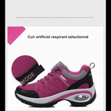 Chaussures de marche pour femmes en cuir artificiel respirant, design en rose et noir