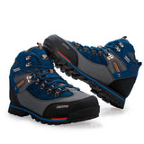 Chaussures de randonnée bleues et grises avec une semelle antidérapante pour une meilleure adhérence