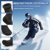 Chaussettes mérinos en laine épaisse pour hommes et femmes, parfaites pour le ski et le maintien au chaud
