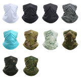 Collection de différents bandanas tactiques, disponibles en plusieurs couleurs et motifs