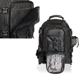 Compartiment ouvert du sac à dos tactique, montrant l'organisation interne et la capacité de rangement