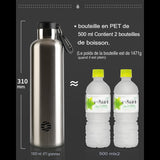 Comparaison de la taille et du poids de la bouteille isotherme en acier inoxydable de 1000 ml