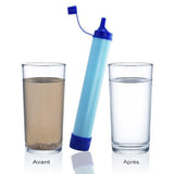 Comparaison avant et après filtration de l'eau avec un purificateur portable