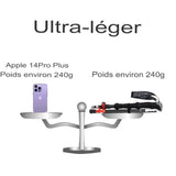 Comparaison de poids entre un iPhone et un bâton de randonnée ultraléger