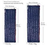 Comparaison des tailles et poids des sacs de couchage en duvet pour camping