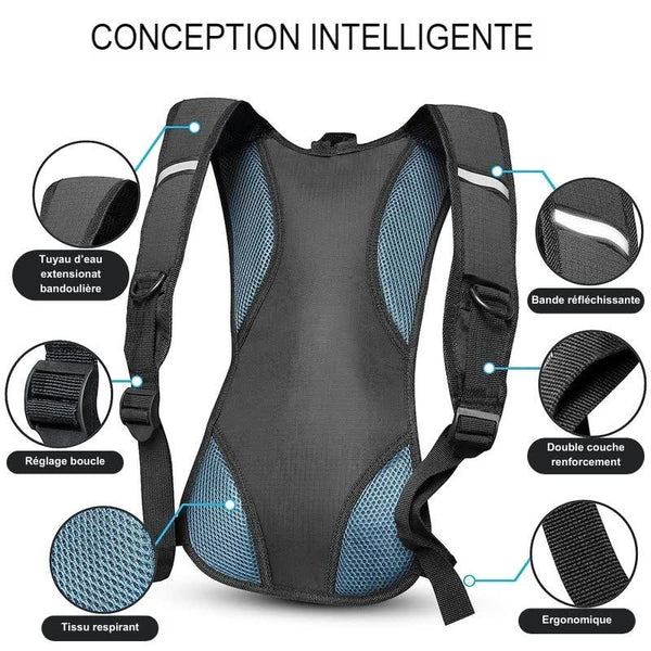 Conception intelligente du sac à dos de randonnée imperméable avec tuyau d'eau et bandes réfléchissantes