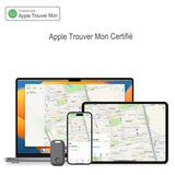 Écrans d'appareils Apple montrant le positionnement des articles avec le localisateur AIYATO, certifié Apple Find My