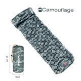 Matelas de camping camouflage avec oreiller intégré et sac de transport compact