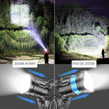 Comparaison de la lampe frontale LED XHP90 avec et sans zoom