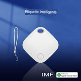 Étiquette intelligente blanche avec attache, compatible avec Apple Find My