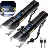 Deux lampes de poche puissantes avec câble de chargement USB, idéales pour le camping nocturne