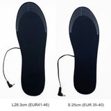 Deux tailles de semelles chauffantes USB, petite et large, avec indication de longueur de 40 à 46