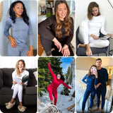 Différents modèles de sous-vêtements thermiques pour femme, diverses couleurs et situations