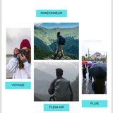 Différentes utilisations du manteau de pluie en voyage, randonnée, plein air et sous la pluie