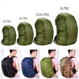 Différentes tailles de housses de sac à dos imperméables vertes, adaptées à des sacs de 35 à 80 litres