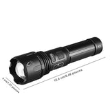 Dimensions de la lampe de poche compacte de 16,4 cm de longueur et 4 cm de diamètre