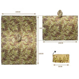 Dimensions du poncho camouflage avec sac de rangement inclus
