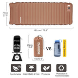 Dimensions et poids du matelas pneumatique autogonflant, compact et léger pour le camping