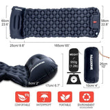 Dimensions et caractéristiques du matelas de camping noir, léger, compact et imperméable