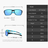 Dimensions des lunettes de soleil polarisées bleues, détails sur les matériaux et l'ajustement