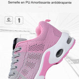 Détail de la semelle amortissante en PU des baskets roses pour femmes ​
