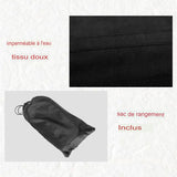 Détail du tissu doux et imperméable à l'eau avec sac de rangement inclus